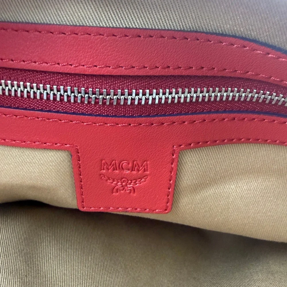 MCM Visetos Monogram Red Leather Clutch Crossbody Bag MYZ FSTA07 XC001 - Picture 5 of 11